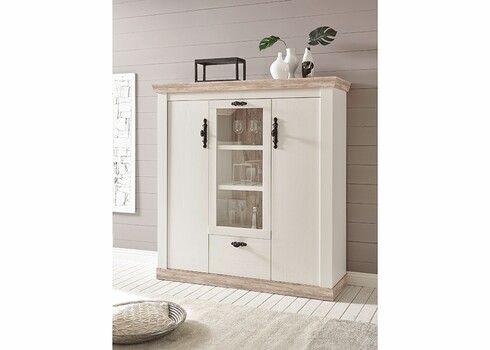 Kummut FLORENZ valge mänd / mänd, 139x44xH146 cm