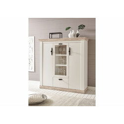 Kummut FLORENZ valge mänd / mänd, 139x44xH146 cm