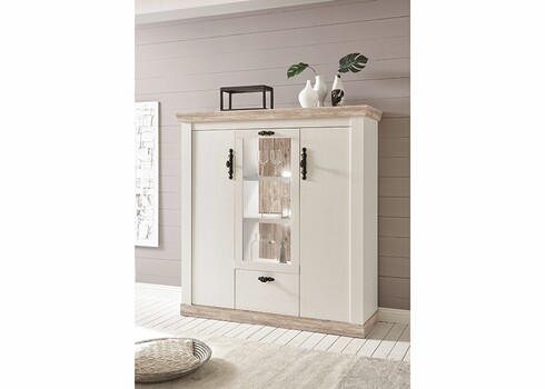 Kummut FLORENZ valge mänd / mänd, 139x44xH146 cm