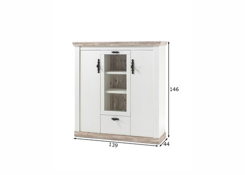 Kummut FLORENZ valge mänd / mänd, 139x44xH146 cm