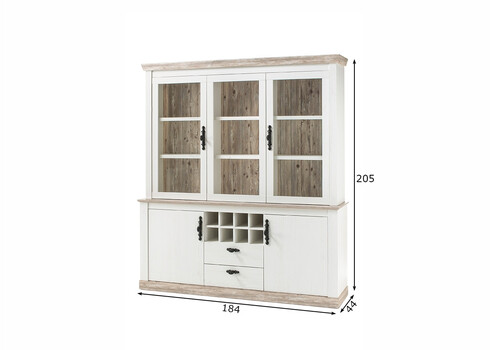 Puhvetkapp FLORENZ valge mänd / mänd, 184x44xH205 cm