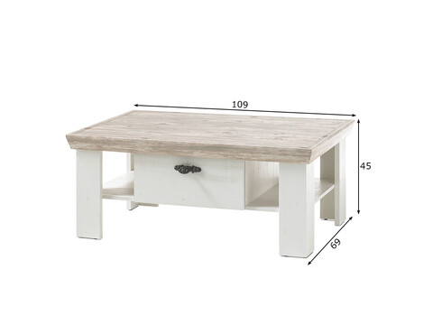 Diivanilaud FLORENZ valge mänd / mänd, 109x69xH45 cm