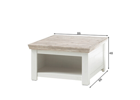 Diivanilaud FLORENZ valge mänd / mänd, 86x86xH48 cm