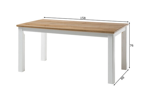 Söögilaud LANDHAUS valge mänd / tamm, 158x88xH76 cm