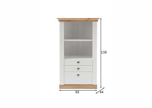 Kummut LANDHAUS valge mänd / tamm, 82x44xH139 cm