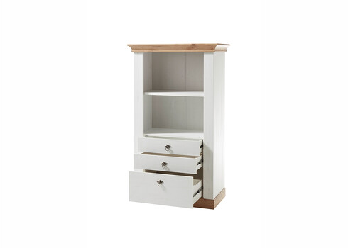 Kummut LANDHAUS valge mänd / tamm, 82x44xH139 cm