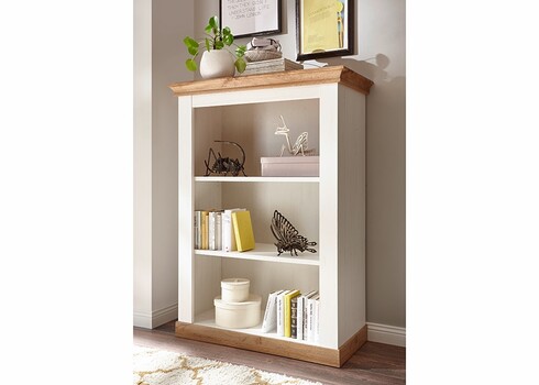 Riiul LANDHAUS valge mänd / tamm, 102x44xH139 cm