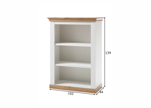 Riiul LANDHAUS valge mänd / tamm, 102x44xH139 cm