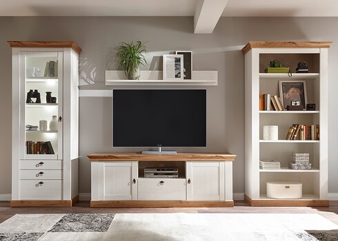 Riiul LANDHAUS valge mänd / tamm, 102x44xH204 cm