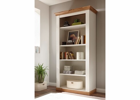 Riiul LANDHAUS valge mänd / tamm, 102x44xH204 cm