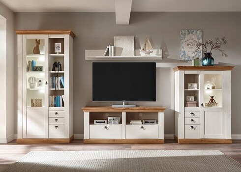 Kapp LANDHAUS valge mänd / tamm, 102x44xH139 cm