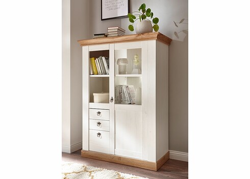 Kapp LANDHAUS valge mänd / tamm, 102x44xH139 cm