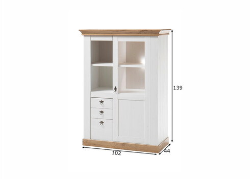 Kapp LANDHAUS valge mänd / tamm, 102x44xH139 cm