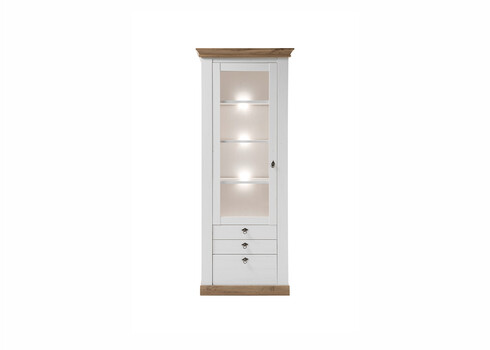 Vitriinkapp LANDHAUS valge mänd / tamm, 82x44xH204 cm