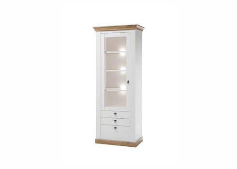 Vitriinkapp LANDHAUS valge mänd / tamm, 82x44xH204 cm