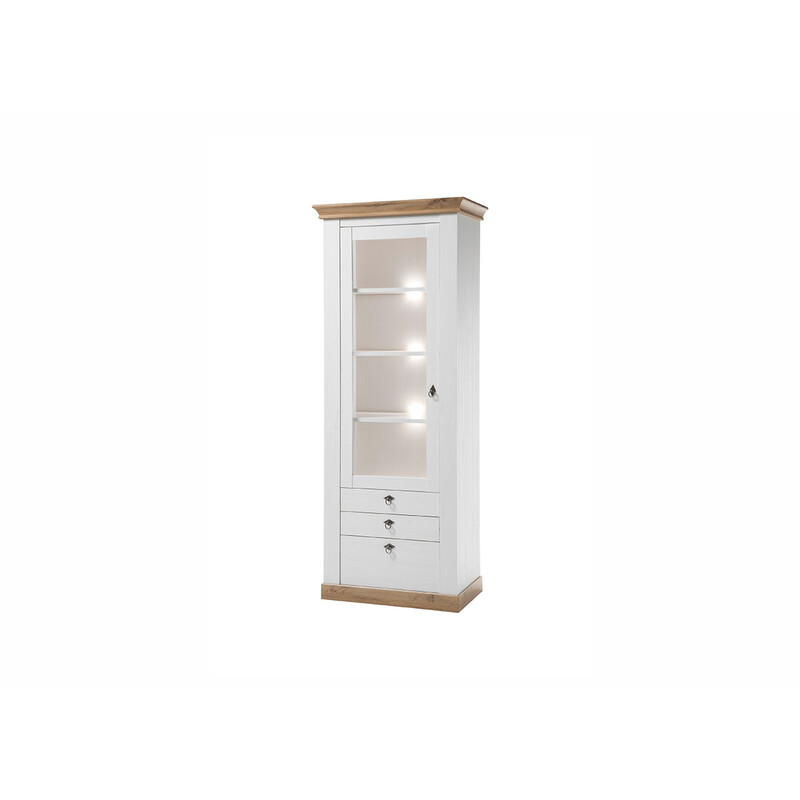 Vitriinkapp LANDHAUS valge mänd / tamm, 82x44xH204 cm