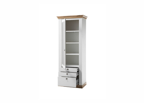 Vitriinkapp LANDHAUS valge mänd / tamm, 82x44xH204 cm