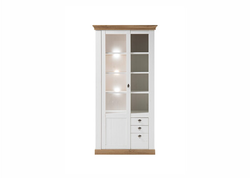 Vitriinkapp LANDHAUS valge mänd / tamm, 102x44xH204 cm