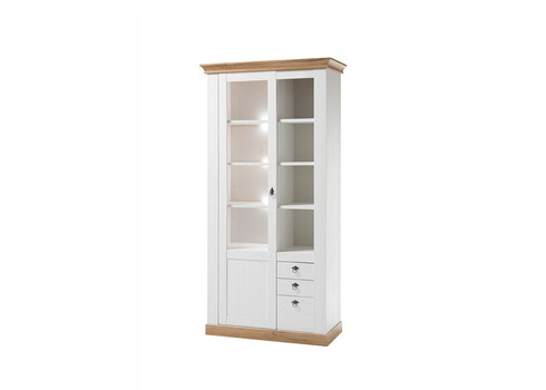 Vitriinkapp LANDHAUS valge mänd / tamm, 102x44xH204 cm