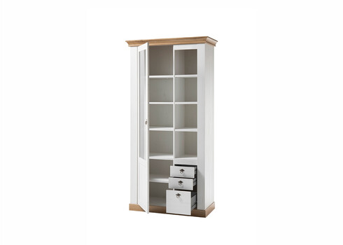 Vitriinkapp LANDHAUS valge mänd / tamm, 102x44xH204 cm