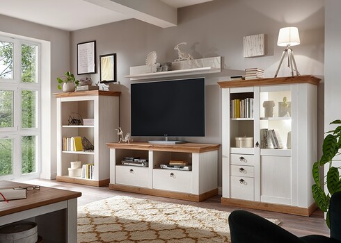 Tv-alus LANDHAUS valge mänd / tamm, 152x52xH64 cm