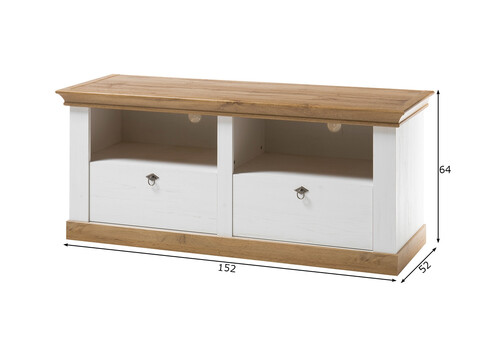 Tv-alus LANDHAUS valge mänd / tamm, 152x52xH64 cm