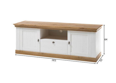 Tv-alus LANDHAUS valge mänd / tamm, 183x52xH64 cm