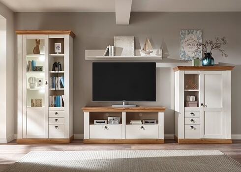 Kapp LANDHAUS valge mänd / tamm, 102x44xH139 cm