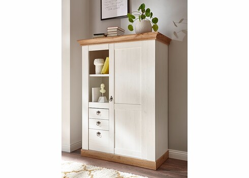 Kapp LANDHAUS valge mänd / tamm, 102x44xH139 cm