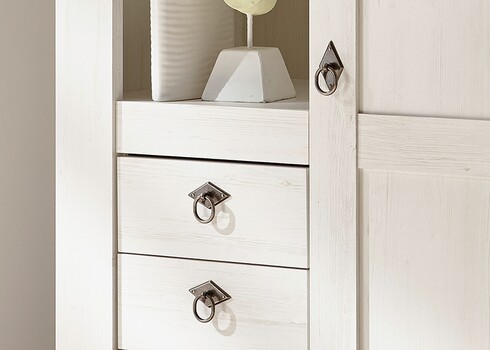 Kapp LANDHAUS valge mänd / tamm, 102x44xH139 cm