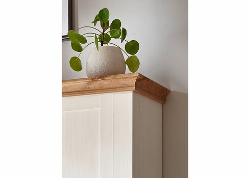 Vitriinkapp LANDHAUS valge mänd / tamm, 102x44xH204 cm