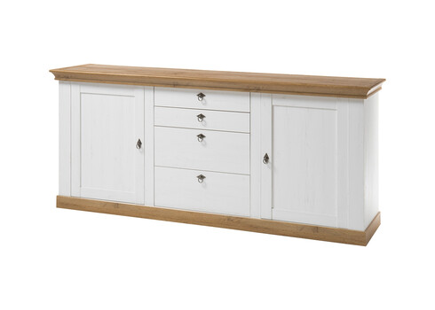 Kummut LANDHAUS valge mänd / tamm, 210x52xH91 cm