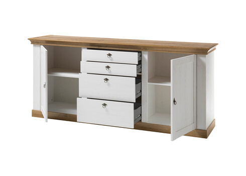 Kummut LANDHAUS valge mänd / tamm, 210x52xH91 cm