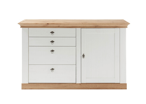Kummut LANDHAUS valge mänd / tamm, 144x52xH91 cm