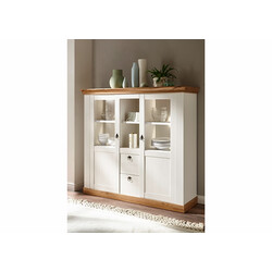 Vitriinkapp LANDHAUS valge mänd / tamm, 148x44xH139 cm