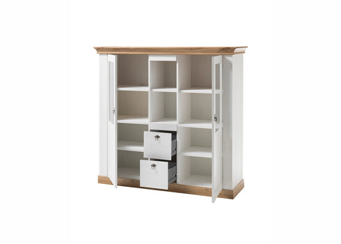 Vitriinkapp LANDHAUS valge mänd / tamm, 148x44xH139 cm