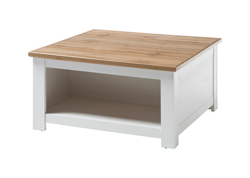 Diivanilaud LANDHAUS valge mänd / tamm, 95x95xH50 cm