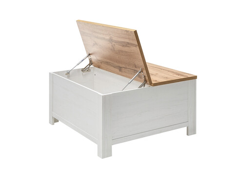 Diivanilaud LANDHAUS valge mänd / tamm, 95x95xH50 cm