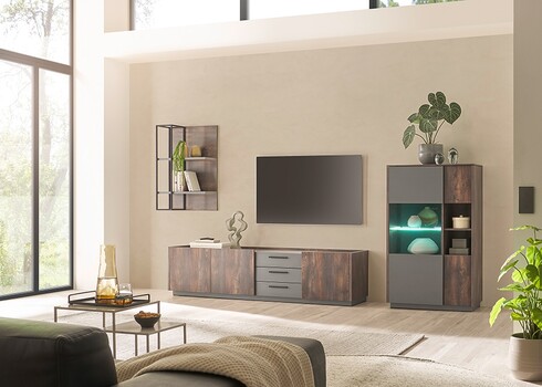 Vitriinkapp LARGO tume tamm / antratsiit, 80x40xH130 cm