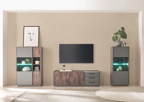 Vitriinkapp LARGO tume tamm / antratsiit, 80x40xH130 cm