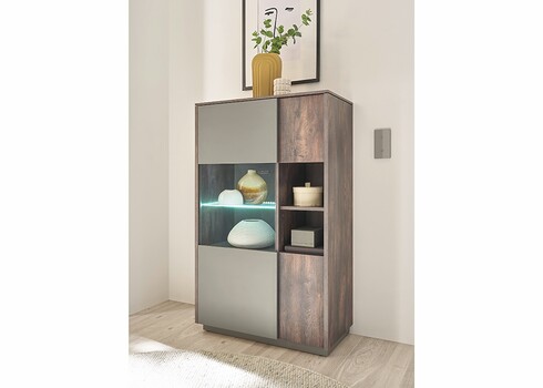 Vitriinkapp LARGO tume tamm / antratsiit, 80x40xH130 cm