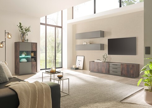 Vitriinkapp LARGO tume tamm / antratsiit, 80x40xH130 cm