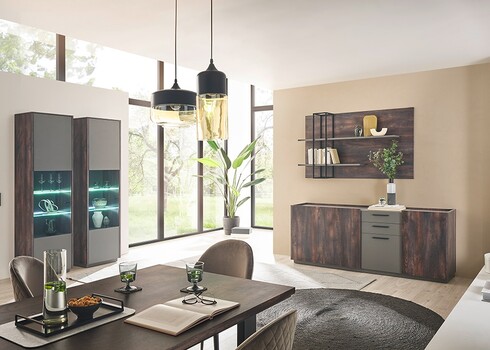 Vitriinkapp LARGO tume tamm / antratsiit, 55x40xH200 cm