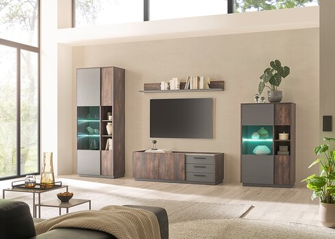 Vitriinkapp LARGO tume tamm / antratsiit, 80x40xH200 cm