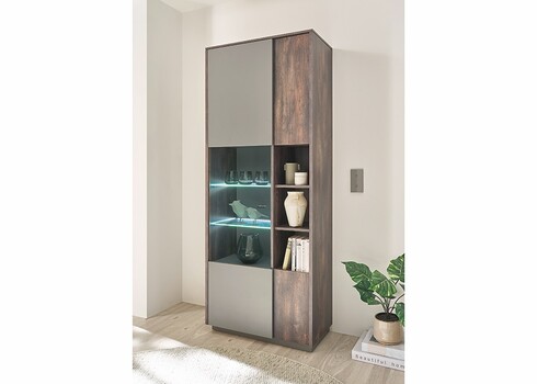 Vitriinkapp LARGO tume tamm / antratsiit, 80x40xH200 cm