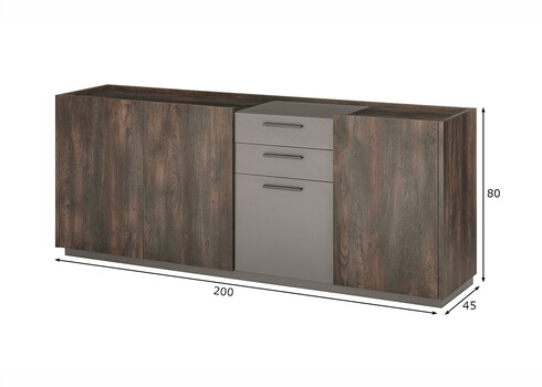 Kummut LARGO tume tamm / antratsiit, 200x45xH80 cm