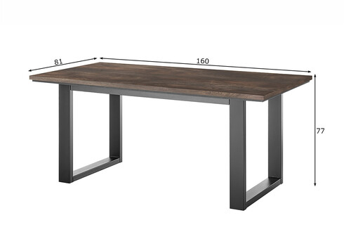Söögilaud LARGO tume tamm / must, 160x81xH77 cm