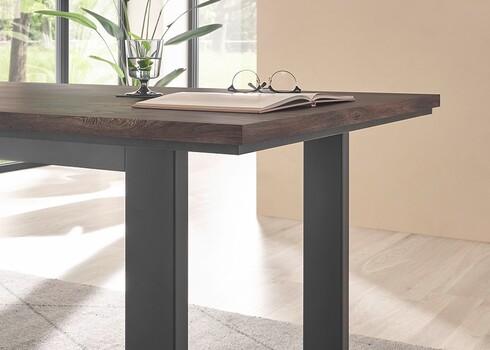 Söögilaud LARGO tume tamm / must, 160x81xH77 cm