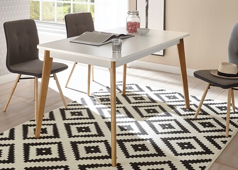 Söögilaud LENA valge / tamm, 140-180x80xH75 cm