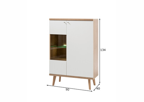 Kapp LENA valge / tamm, 90x40xH134 cm